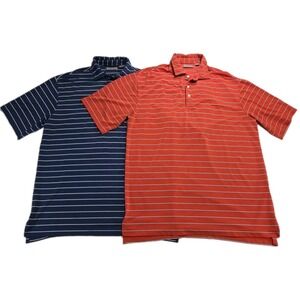 Daniel Cremieux Signature Collection Mens L Striped Golf Polo Shirt Bundle of 2